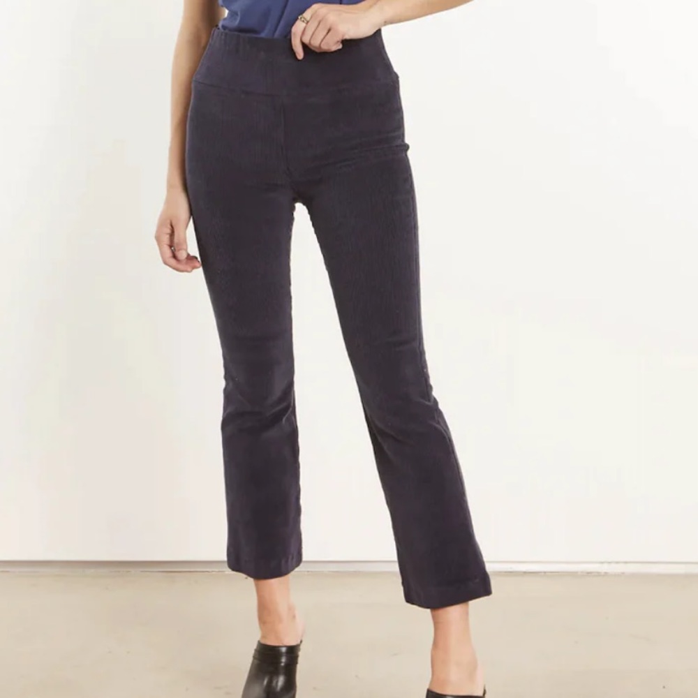 SPRWMN Women’s Navy Corduroy Crop Flare Pants